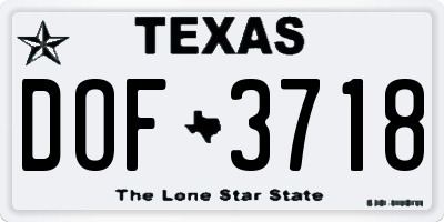 TX license plate DOF3718