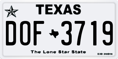 TX license plate DOF3719