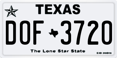 TX license plate DOF3720