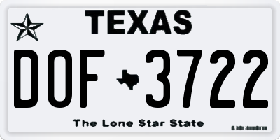 TX license plate DOF3722