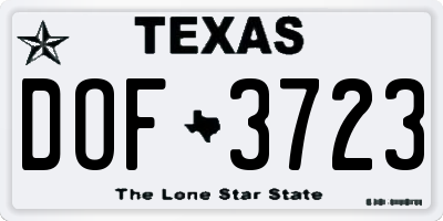 TX license plate DOF3723