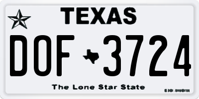 TX license plate DOF3724