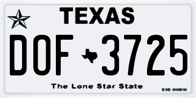 TX license plate DOF3725