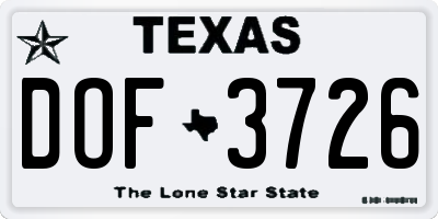 TX license plate DOF3726