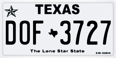 TX license plate DOF3727