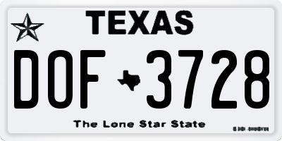 TX license plate DOF3728