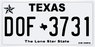 TX license plate DOF3731