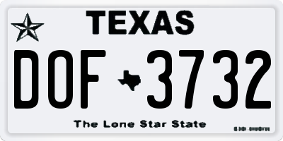TX license plate DOF3732