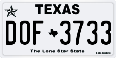 TX license plate DOF3733