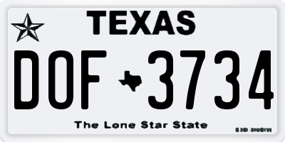 TX license plate DOF3734