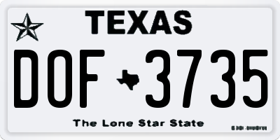 TX license plate DOF3735