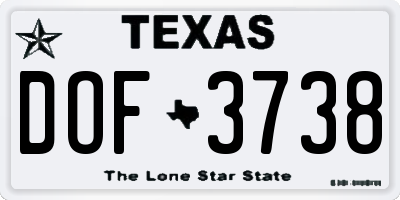 TX license plate DOF3738