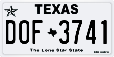 TX license plate DOF3741
