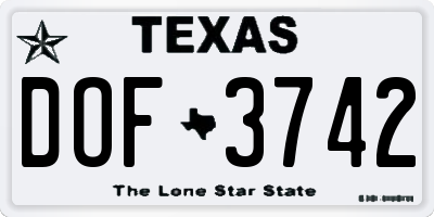 TX license plate DOF3742