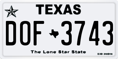 TX license plate DOF3743