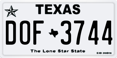 TX license plate DOF3744