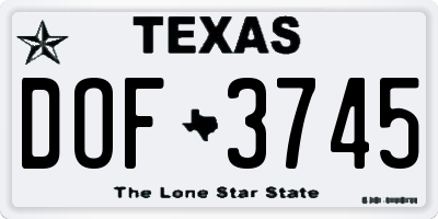TX license plate DOF3745