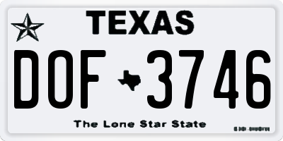 TX license plate DOF3746
