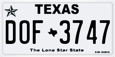 TX license plate DOF3747