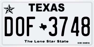 TX license plate DOF3748
