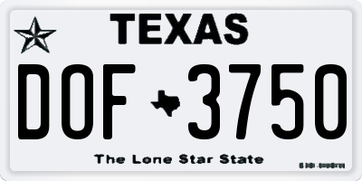TX license plate DOF3750