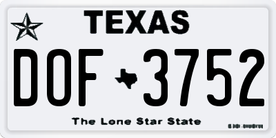 TX license plate DOF3752