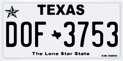 TX license plate DOF3753