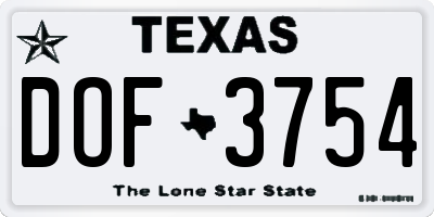 TX license plate DOF3754