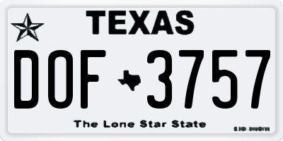 TX license plate DOF3757