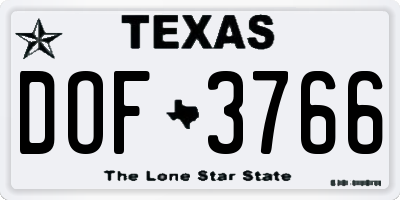 TX license plate DOF3766
