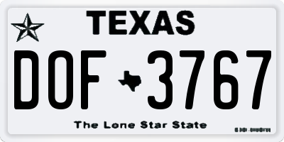 TX license plate DOF3767