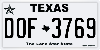 TX license plate DOF3769