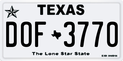 TX license plate DOF3770