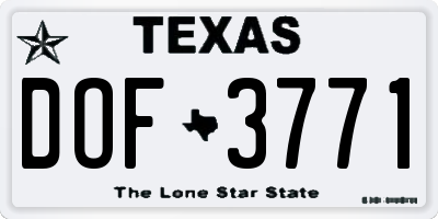 TX license plate DOF3771