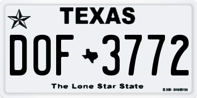 TX license plate DOF3772
