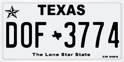 TX license plate DOF3774