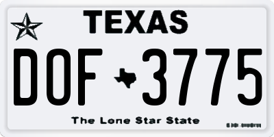 TX license plate DOF3775