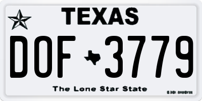 TX license plate DOF3779