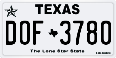 TX license plate DOF3780