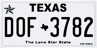 TX license plate DOF3782