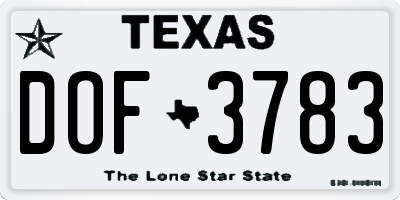 TX license plate DOF3783