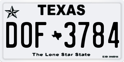 TX license plate DOF3784