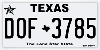 TX license plate DOF3785