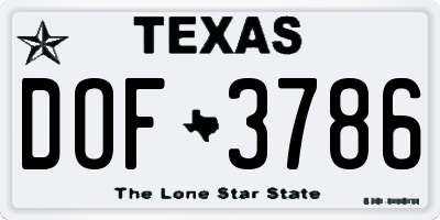 TX license plate DOF3786