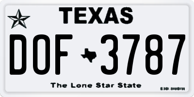 TX license plate DOF3787