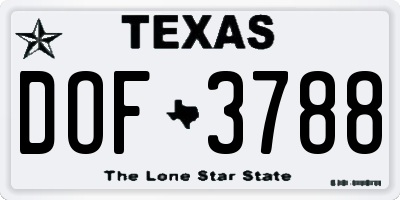 TX license plate DOF3788