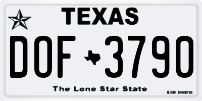 TX license plate DOF3790