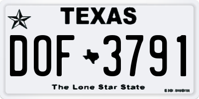 TX license plate DOF3791