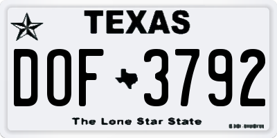 TX license plate DOF3792