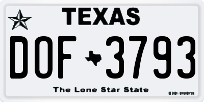 TX license plate DOF3793